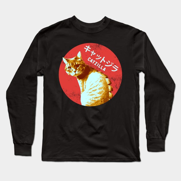 Catzilla Long Sleeve T-Shirt by ArtBot